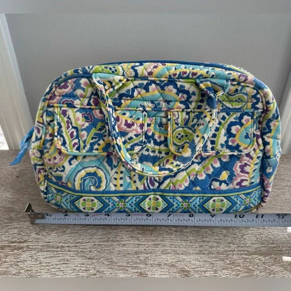 Vera Bradley Bowler Bag Blue Green Pink Paisley Double Handles Pockets Zip Close - Picture 11 of 11